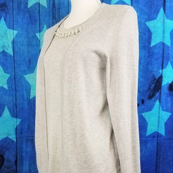 NOTATIONS Silver Metallic Pullover Sweater Blouse - Women's PM - Picture 10 of 11